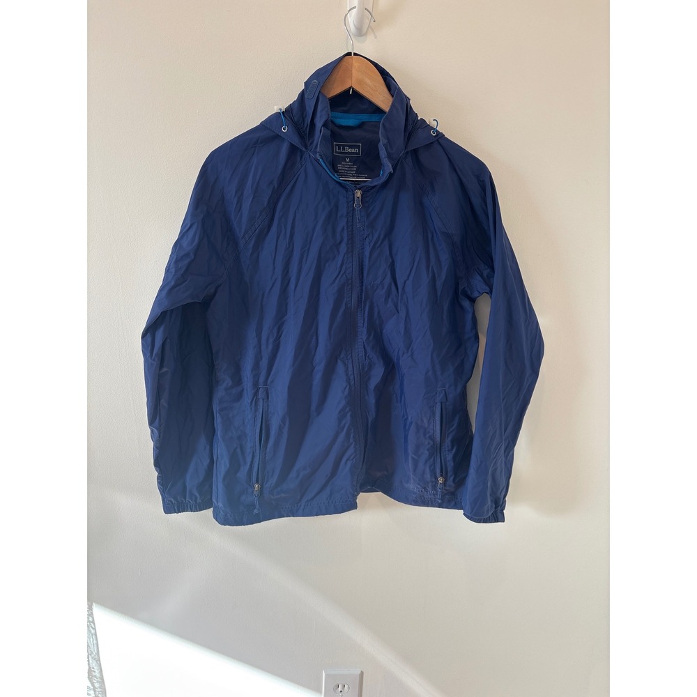 LL Bean‎ Navy Blue Hooded Lightweight Nylon Jacket Windbreaker Size M